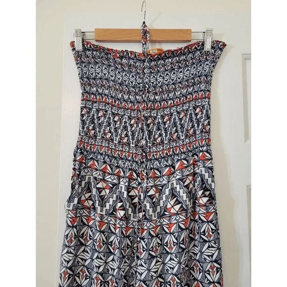 TORY BURCH Poppy Acoma Smocked Strapless Halter Jumpsuit S - Picture 7 of 10